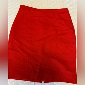 J Crew Womens Size 6 Pencil Skirt In Double-Serge Wool Red Back Slit Lined
